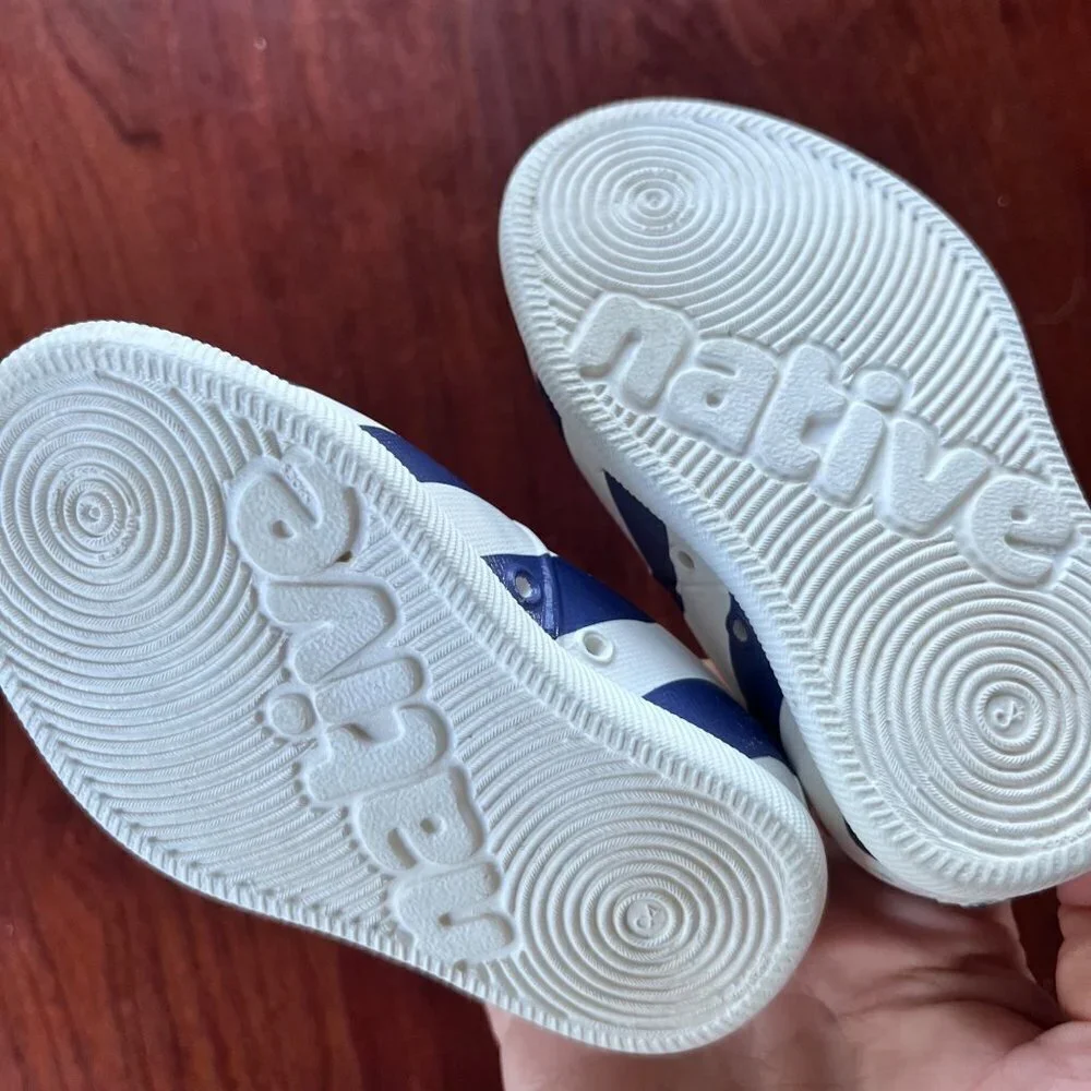 Native Blue and White Striped Shoes- Size‎ Toddler 4C